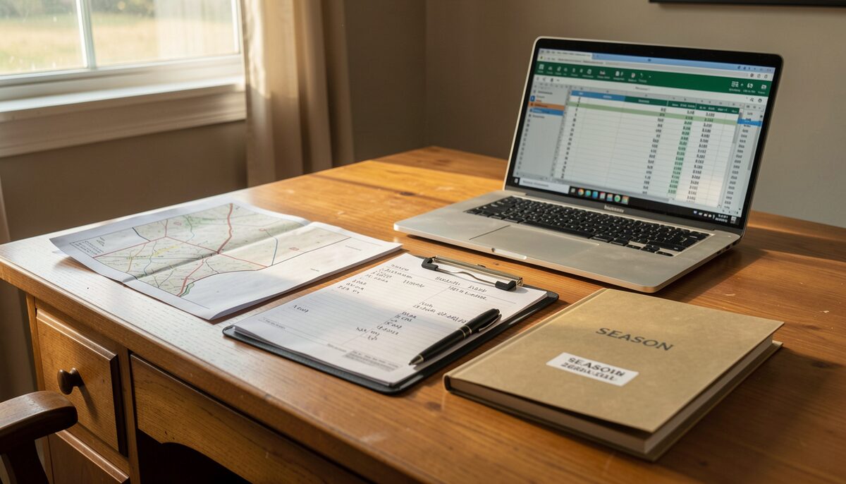 A closed season on the desk: one map, one folder, one set of checked totals. Illustrative image, generated with AI.